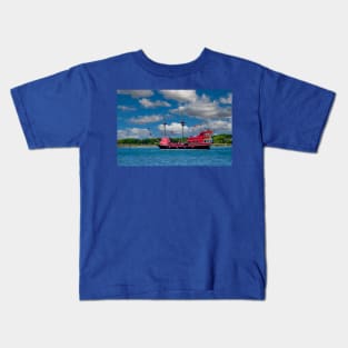 Red Dragon Pirate Ship by Debra Martz Kids T-Shirt